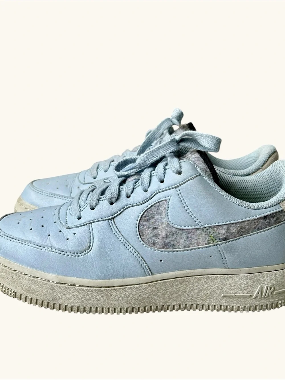 Nike AF1 Next Nature Light Blue Recycled Wool/Felt Swoosh Women’s 7.5
